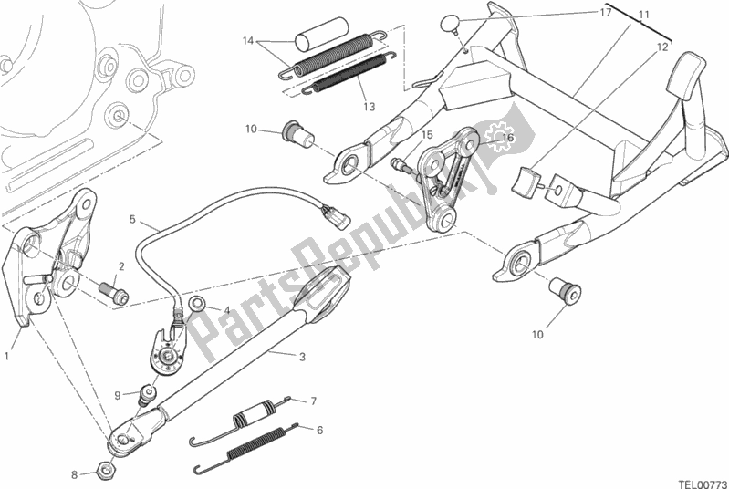 All parts for the Stand of the Ducati Hypermotard Hyperstrada Thailand 821 2015